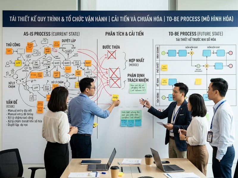 Chuyển đổi quy trình số từ phân tích hiện trạng đến tái thiết kế và số hóa