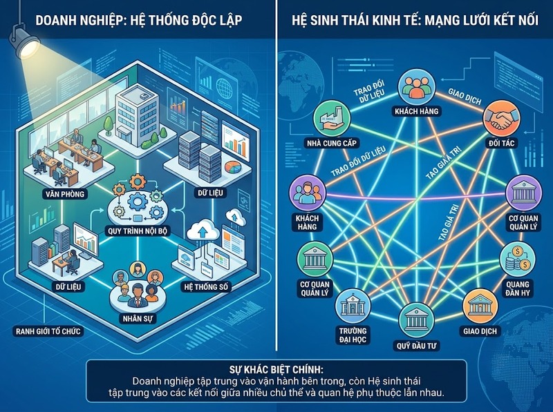 Chuyển đổi số tổ chức và hệ sinh thái khác nhau ở những điểm nào?
