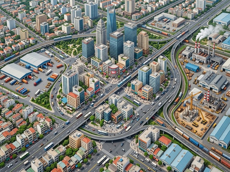 Cơ cấu ngành kinh tế đô thị và cách phân bố các nhóm ngành
