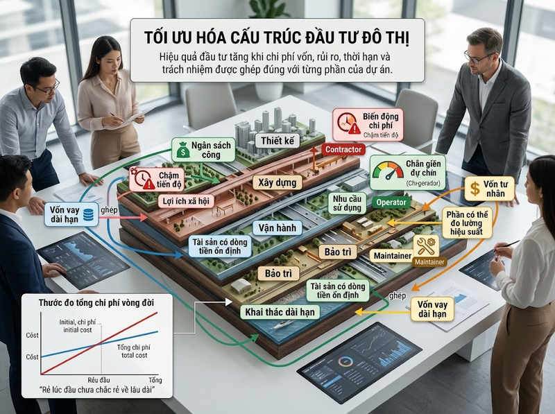 Cơ cấu nguồn lực và hiệu quả đầu tư đô thị liên hệ ra sao?