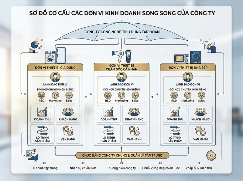 Cơ cấu tổ chức theo sản phẩm và cách phân chia trách nhiệm theo dòng sản phẩm