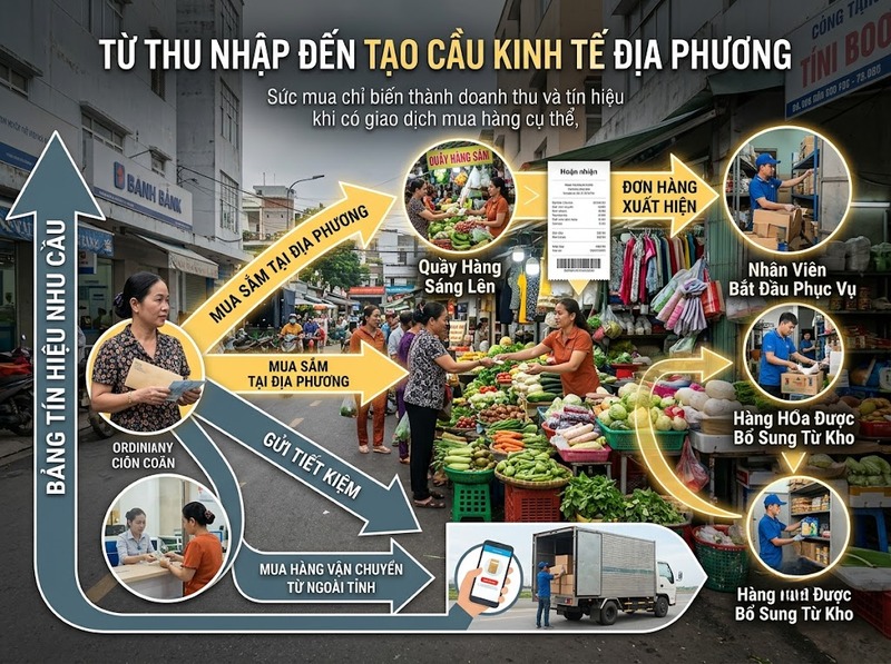 Dòng chi tiêu kinh tế đô thị kết nối thu nhập với nhu cầu như thế nào?
