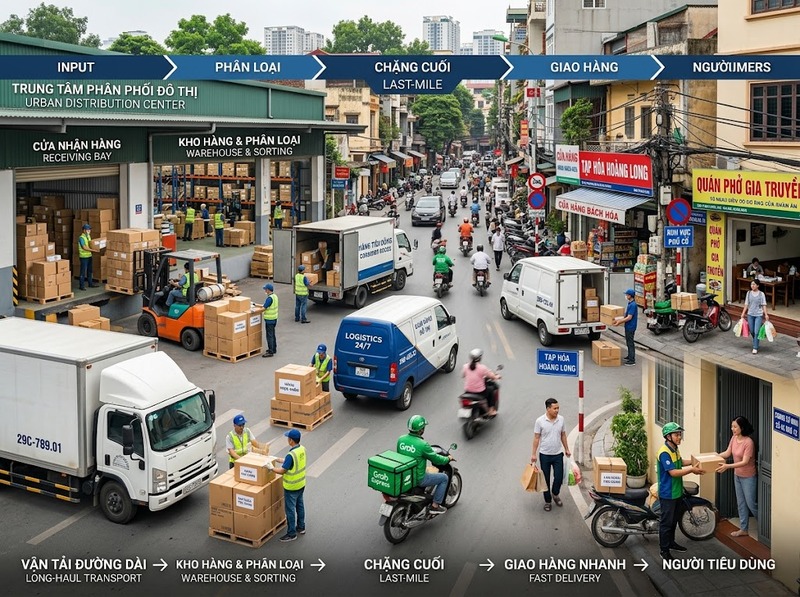 Dòng hàng hóa dịch vụ đô thị từ sản xuất đến trao đổi và tiêu dùng