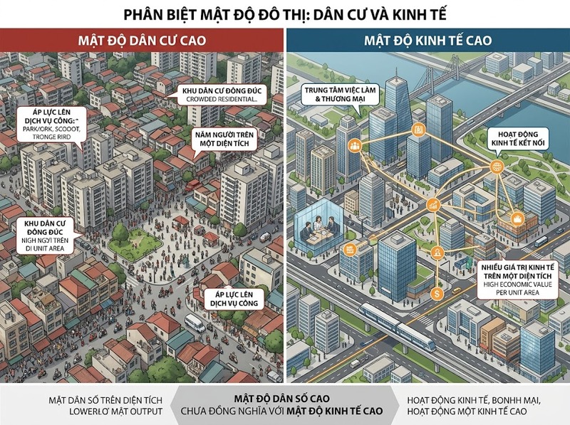 Mật độ và sử dụng nguồn lực đô thị ảnh hưởng hiệu suất ra sao?