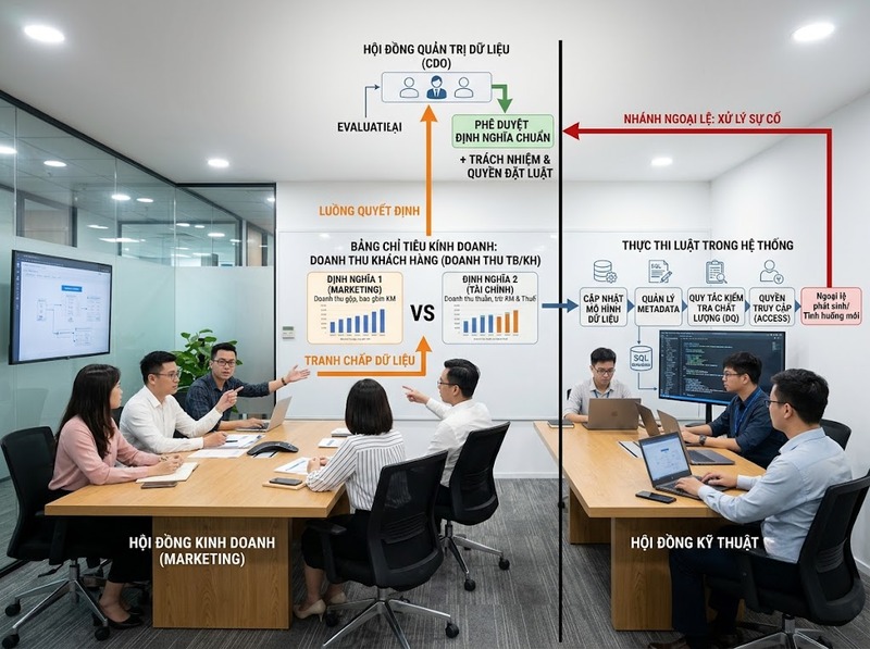 Quản trị dữ liệu và quản lý dữ liệu khác nhau về vai trò nào?