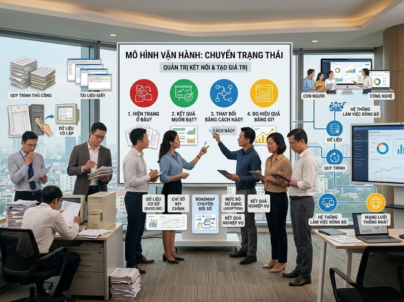Quy trình chuyển đổi số từ chuẩn bị, triển khai đến đánh giá và mở rộng