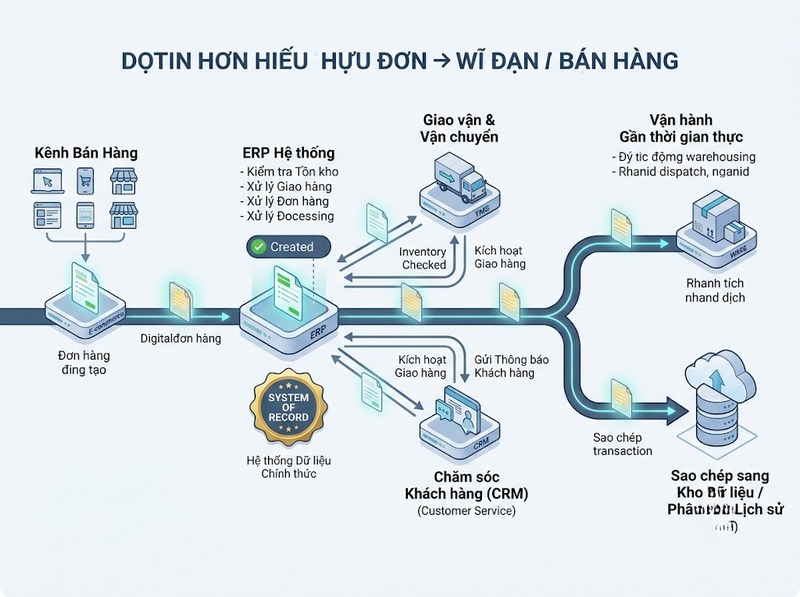 Tích hợp dữ liệu chuyển đổi số giữa nguồn dữ liệu, hệ thống và quy trình