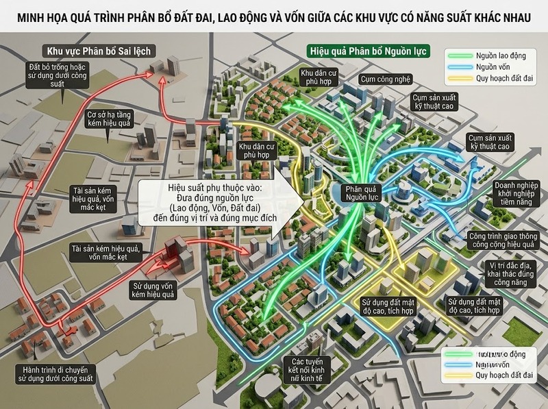 Yếu tố ảnh hưởng hiệu suất nguồn lực đô thị từ phân bổ đến công nghệ